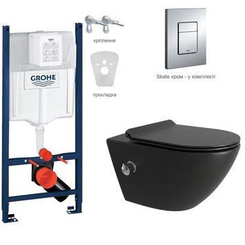 Комплект інсталяція з унітазом Grohe Asignatura Velvet Rapid сидіння soft-close, чорний купити - MagicHata