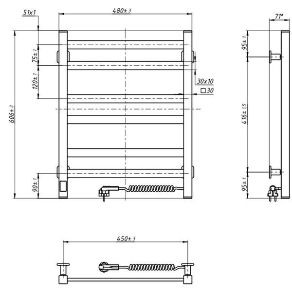 Рушникосушка Авангард 480х600 Sensor правобічна з таймером, біла 12-028053-4860 фото