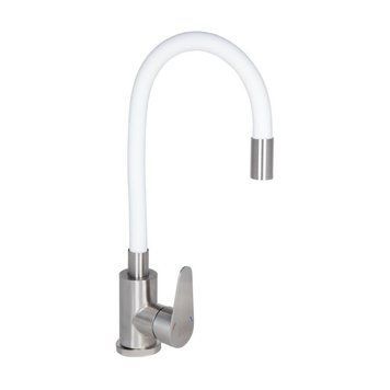 Смеситель для кухни Lidz Vida 015F3 с гибким изливом (k35) LDVID015F3WHI43357 White / Nickel SD00049480 фото