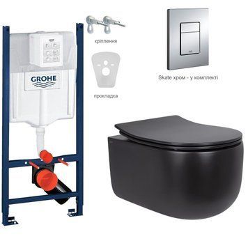 Комплект инсталляция с унитазом Grohe Qtap Taurus Tornado сиденье soft-close, чёрный купить - MagicHata