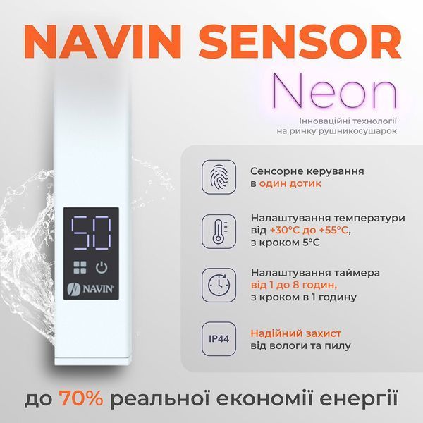 Рушникосушка Класик Квадро 500х1000 Sensor права з таймером, біла 12-116053-5010 фото