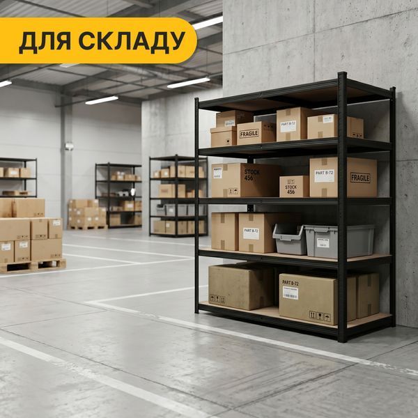 Стелаж LEOBRO Premium Black 180x100x60 см, 5 полиць, 200 кг/полиця купити - MagicHata