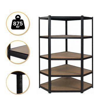Стеллаж угловой LEOBRO Premium Black 180x90x40 см, 5 полок купить - MagicHata