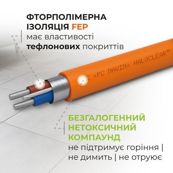 Кабель нагрівальний NAVIN HaloClear 18/175, тепла підлога електрична, 0.9 - 1.2 м&sup2; 40-000010-0175 фото