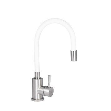 Смеситель для кухни Lidz Aria 015F3 с гибким изливом (k35) LDARI015F3WHI43362 White / Nickel SD00049485 фото