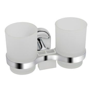 Стакан з тримачем Lidz Oreo 0402 подвійний настінний (матове скло) LDORE0402CRM22164 Chrome SD00028261 фото