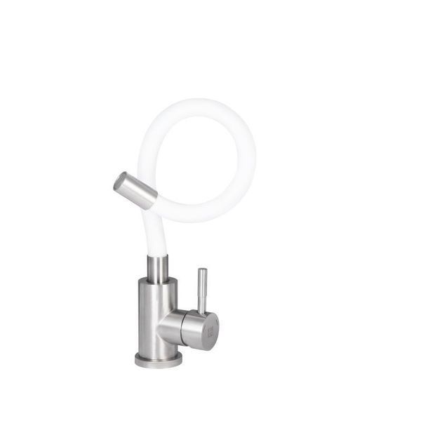 Смеситель для кухни Lidz Aria 015F3 с гибким изливом (k35) LDARI015F3WHI43362 White / Nickel SD00049485 фото