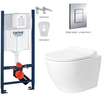 Комплект инсталляция с унитазом Grohe Venta Urban Rimless безободковый, сиденье soft-close, хром купить - MagicHata