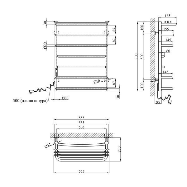 Полотенцесушитель электрический Kroner KRP Stern EL700x500-7 CV036328 фото
