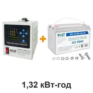 Комплект питания GEL, 1,32 кВт-ч, 0,5 кВт, VOLT SINUS PRO 850 E PLUS + 6AKUGEL110 купить - MagicHata