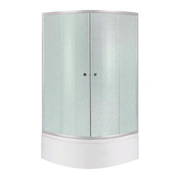 Lidz Latwa SC90x90.SAT.HIGH.FR Душова кабіна напівкругла, скло Frost 4 мм + Lidz Душовий піддон KAPIELKA ST90x90x41, з панеллю SD00050783 фото