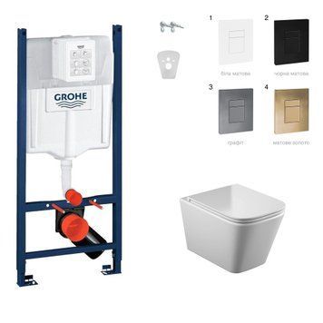 Комплект инсталляция с унитазом Grohe Koller Pool Kvadro сиденье soft-close купить - MagicHata