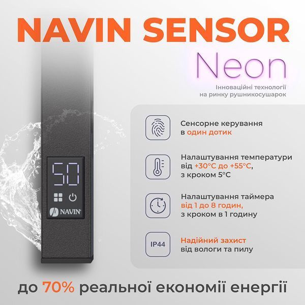 Полотенцесушитель Largo 500х1200 Sensor левый с таймером, чёрный муар 12-244153-5012 фото